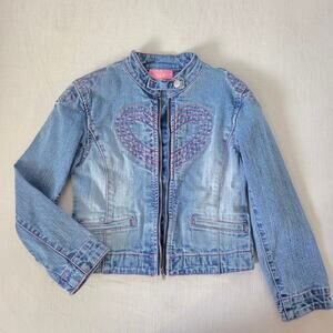Vintage Y2k Heart Jean Jacket 5t